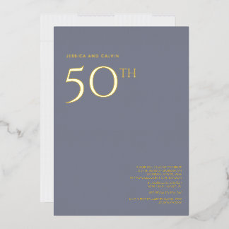 En Aluminium Invitation 50e anniversaire de mariage Bleu poussi