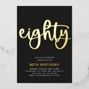 En Aluminium Invitation 80e anniversaire feuille d'or 80
