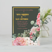 En Aluminium Invitation à huile avec fleurs d'aquarelle (Debout devant)