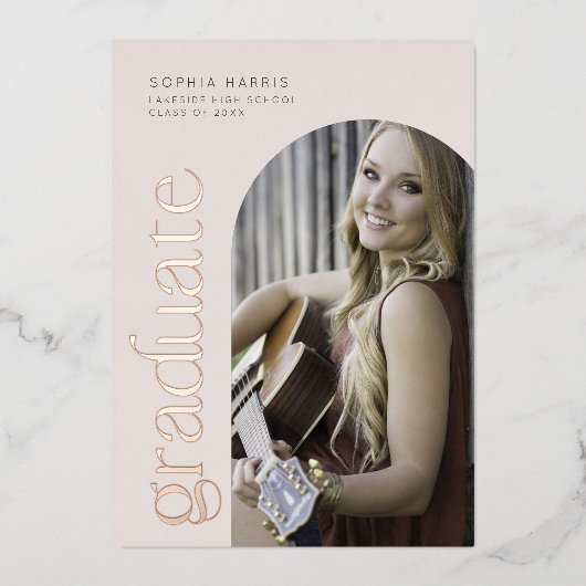 En Aluminium Invitation à huile d'arc neutre moderne (Recto)