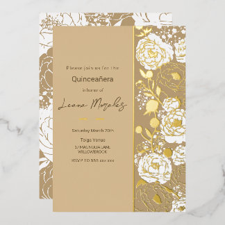 En Aluminium Invitation à huile de Quinceañera beige