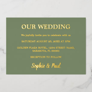 En Aluminium Invitation à huile Mariage classique Sage Green