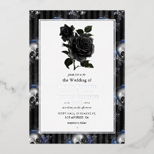 En Aluminium Invitation à huile Mariage gothique argenté