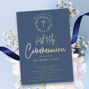 En Aluminium Invitation à la communion des garçons Azure Blessi