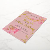 En Aluminium Invitation à la douche nuptiale rose feuille or (Rotation)