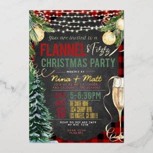 En Aluminium Invitation à la fête de Noël de Flannel et Fizz