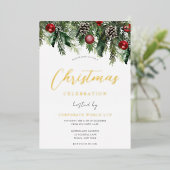 En Aluminium Invitation à la fête de Noël Gold Festive (Debout devant)