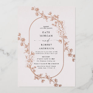 En Aluminium invitation à la feuille mariage florale moderne