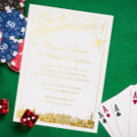 En Aluminium Invitation à la Gold Foil Party de Las Vegas<br><div class="desc">Illustration Las Vegas Skyline en feuille d'or véritable. Choisissez votre couleur de feuille. Site Web en option à l'arrière ou ajouter un registre ou une photo</div>