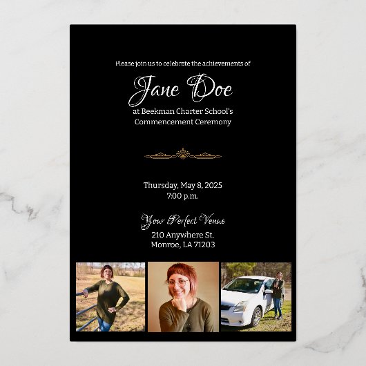 En Aluminium Invitation à la graduation (Verso)