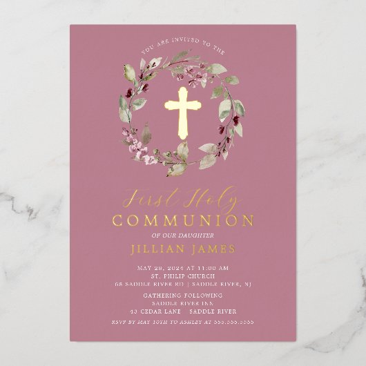 En Aluminium Invitation à la première communion (Recto)