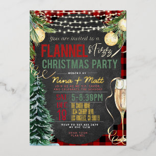 En Aluminium Invitation à la soirée de Noël Flannel et Fizz