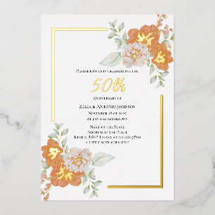 En Aluminium Invitation à l'huile de courge florale du 50e anni