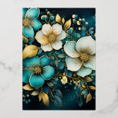 En Aluminium Invitation à l'huile de Mariage turquoise et or (Verso)