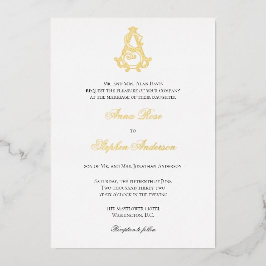 En Aluminium Invitation à l'huile sous forme de monogramme ou d (Recto)