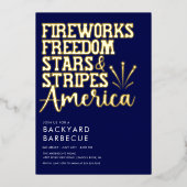 En Aluminium Invitation à un BBQ Rouge Blanc et Bleu (Recto)