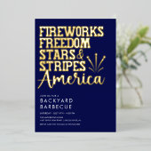 En Aluminium Invitation à un BBQ Rouge Blanc et Bleu (Debout devant)