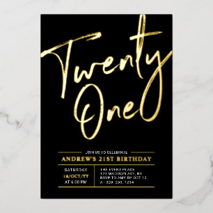 En Aluminium Invitation Anniversaire 21 Ans Noir Twenty One Let