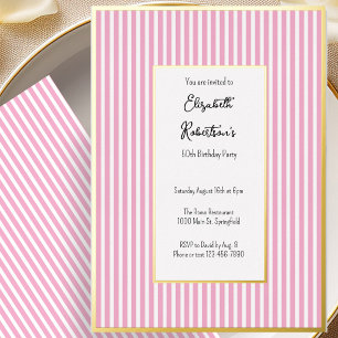 En Aluminium Invitation Anniversaire 50 ans Rayures Rose Minima