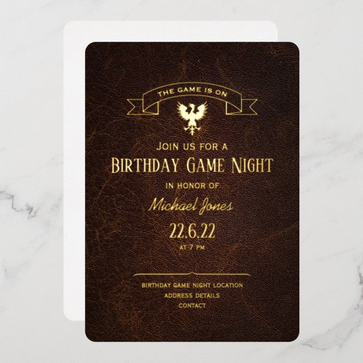 En Aluminium Invitation anniversaire soirée de jeu Fantasy grif (Recto/Verso)