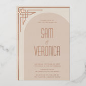 En Aluminium Invitation Arc Déco Moderne Beige (Recto)