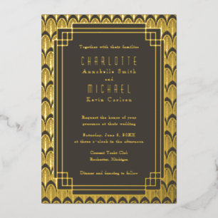 En Aluminium Invitation Art Déco vintage à feuille d'or