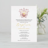 En Aluminium Invitation Baptême de fille Cimier Rose Dusty (Debout devant)
