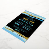 En Aluminium Invitation Bar Mitzvah avec feuille d'or (Rotation)