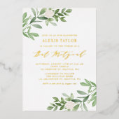 En Aluminium Invitation Bat Mitzvah Fleurs Blanches et Feuillag (Recto)