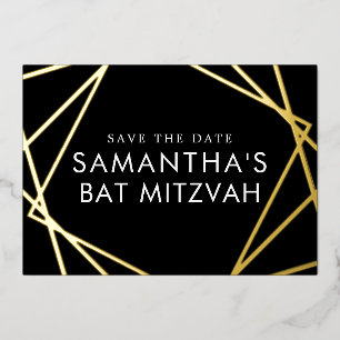 En Aluminium Invitation Bat Mitzvah Géométrique 'Or Noir' à Sau