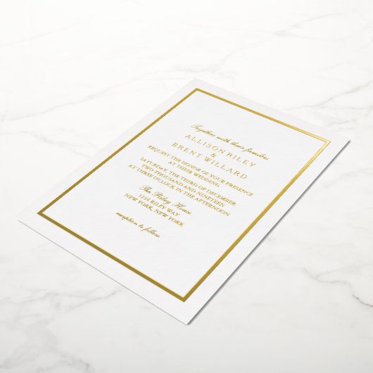 En Aluminium Invitation classique avec feuille d'or simple (Rotation)