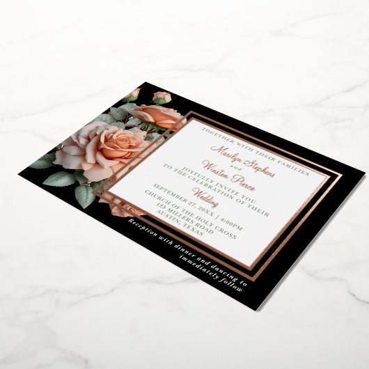 En Aluminium Invitation classique Mariage Peach Rose Foil (Rotation)