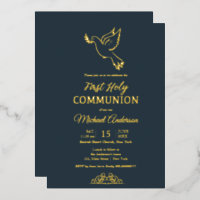 Invitation communion or et bleu
