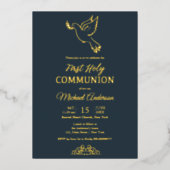 En Aluminium Invitation communion or et bleu (Recto)