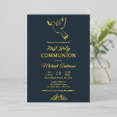 En Aluminium Invitation communion or et bleu (Debout devant)