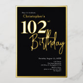 En Aluminium Invitation d'anniversaire 102 ans moderne à feuill (Recto)