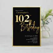 En Aluminium Invitation d'anniversaire 102 ans moderne à feuill (Debout devant)