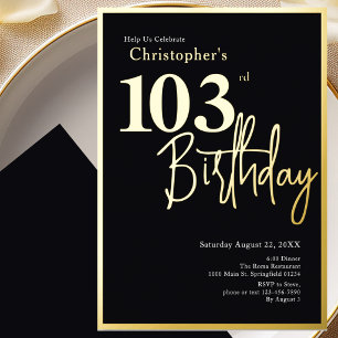 En Aluminium Invitation d'anniversaire 103 ans moderne à feuill