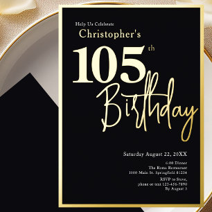 En Aluminium Invitation d'anniversaire 105 ans moderne à feuill