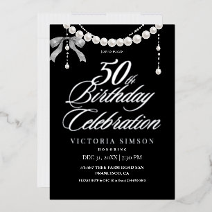 En Aluminium Invitation d'anniversaire 50 ans Noir & Blanc