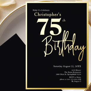 En Aluminium Invitation d'anniversaire 75 ans moderne élégante 