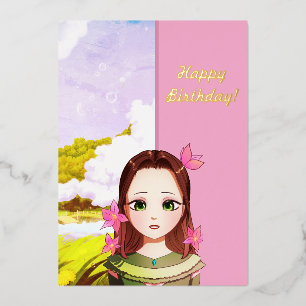 En Aluminium Invitation d'anniversaire Anime pour jolie fille