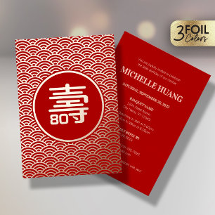 En Aluminium Invitation d'anniversaire chinoise de longévité (S
