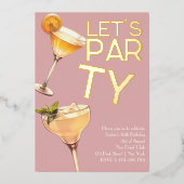 En Aluminium Invitation d'anniversaire de la fille du cocktail (Recto)