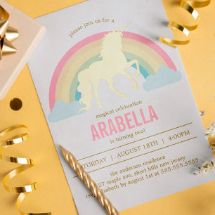 En Aluminium Invitation d'anniversaire des filles de licorne d'