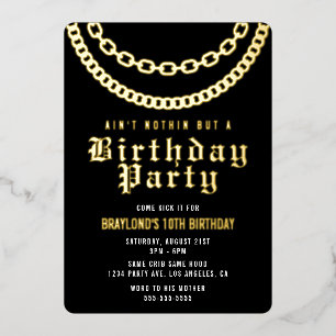 En Aluminium Invitation d'anniversaire Hip Hop avec véritable f