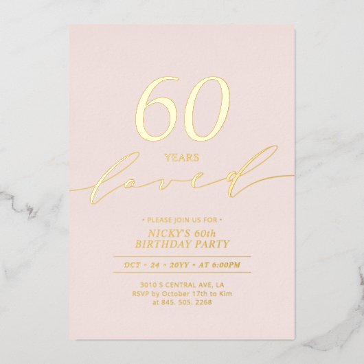 En Aluminium Invitation d'anniversaire minimale rose et or pour (Recto)