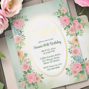 En Aluminium Invitation d'anniversaire Pink Spring Aquarelle Fl
