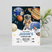 En Aluminium Invitation d'anniversaire pour l'espace extra-atmo (Debout devant)