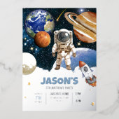 En Aluminium Invitation d'anniversaire pour l'espace extra-atmo (Recto)